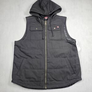 Wrangler Workwear Work Vest Men's XL Black Duck Canvas Hood Chore Farm Cowboy